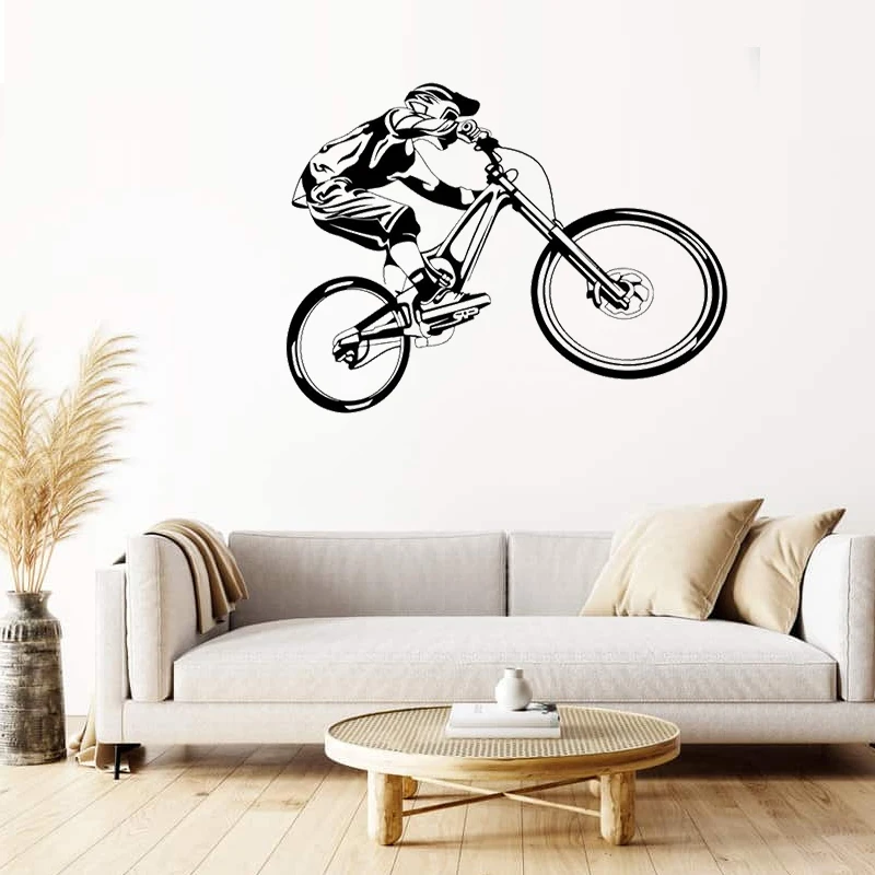 T237# Wall Sticker Mountain Bike Extreme Sports Biking Bicycle For Motocross Modern Garage Home Decor