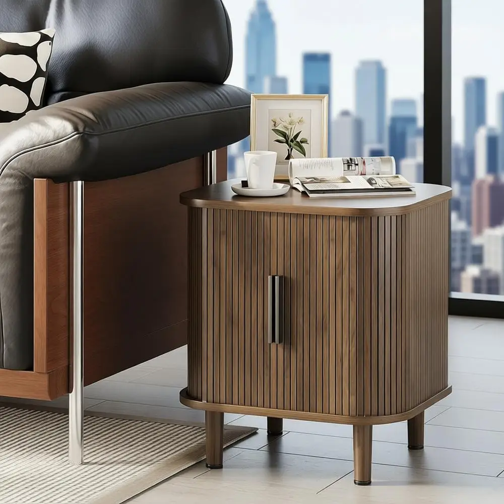 منضدة حديثة من منتصف القرن مع باب منزلق وتخزين لغرفة النوم وغرفة المعيشة #1