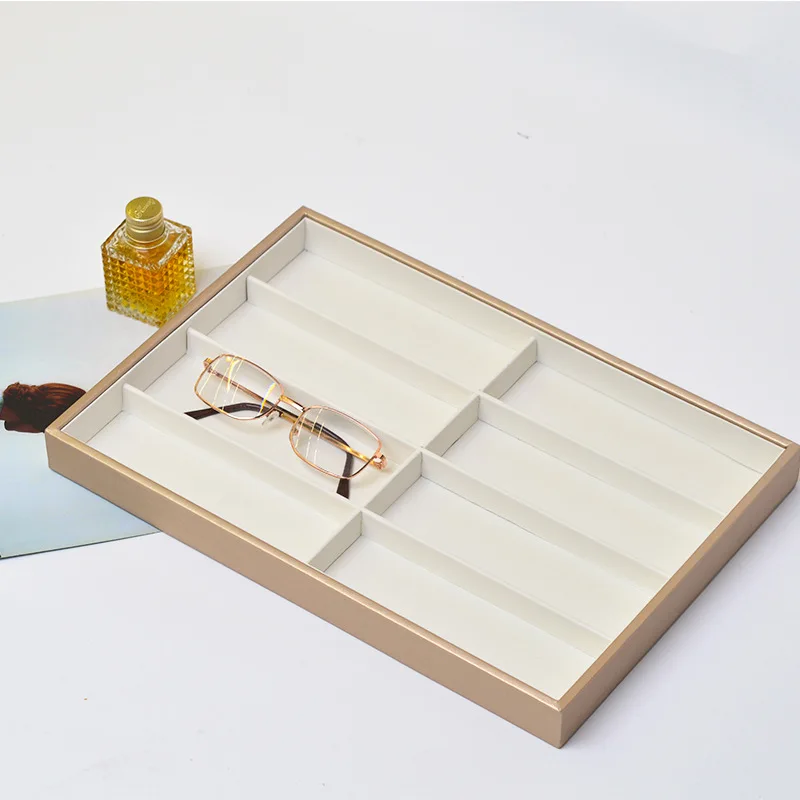 

Champagne PU Spot Glasses Display Case Sunglasses Display Frame Glasses Storage Tray Display Plate