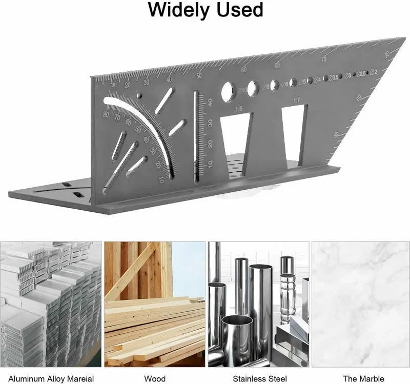 Smooth Carpentry Ruler 3D Mitre Angle Measuring Gauge, Square Size, 45 Degree and 90 Degree Marking, Accurate Measure Multitool