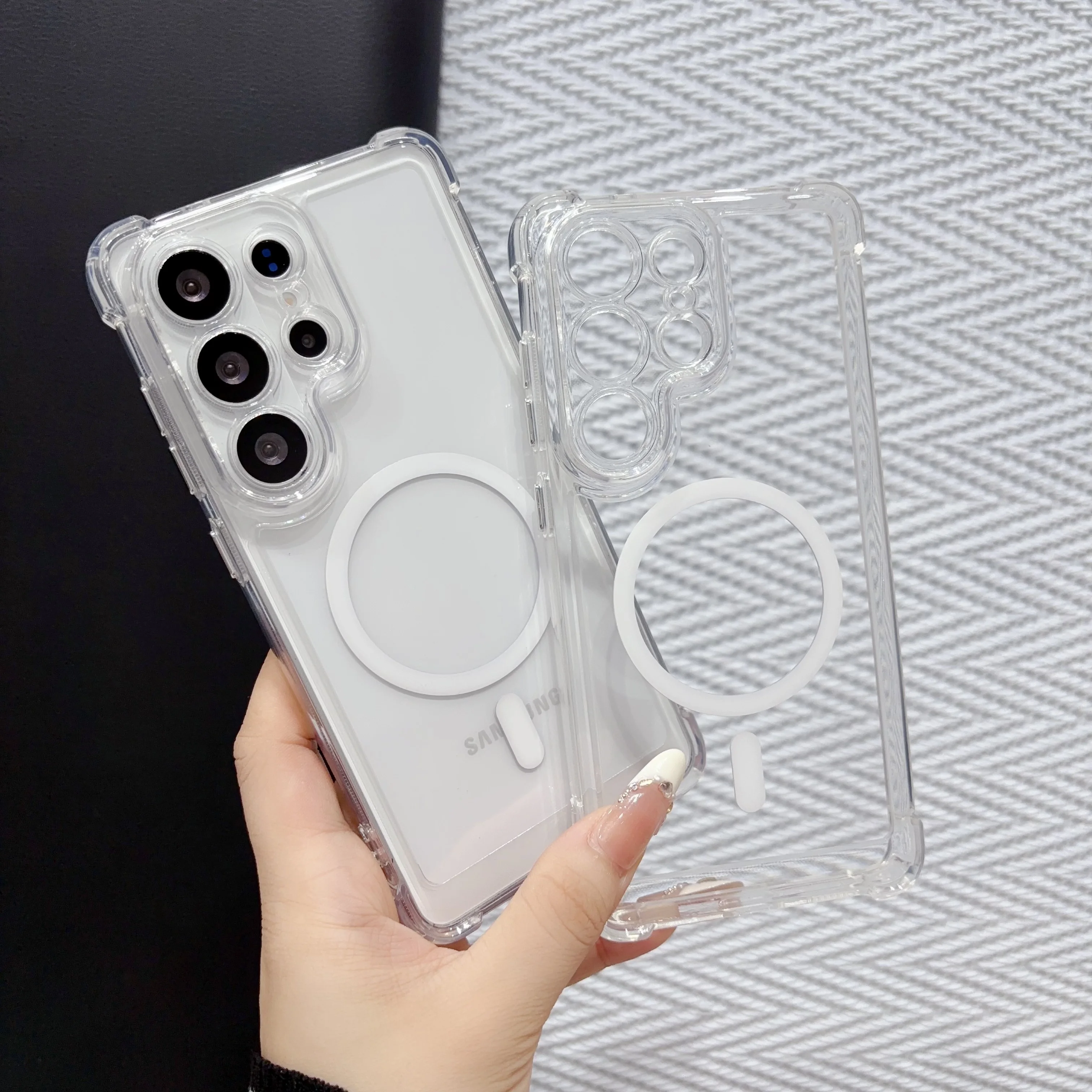 Magnetic Transparent Case For Samsung Galaxy S26 S25 S24 S23 S22 S21 S20 Note 20 Ultra 10 Plus FE 2022 Magsafe Shockproof Cover