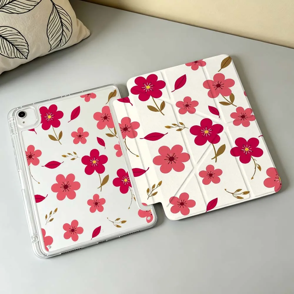 Cartoon Red  Flower Soft For Apple iPad Air A16 4 5 11th 10th 7th 11 12.9 13 10.5 inch Gen 3Y Tablet Case