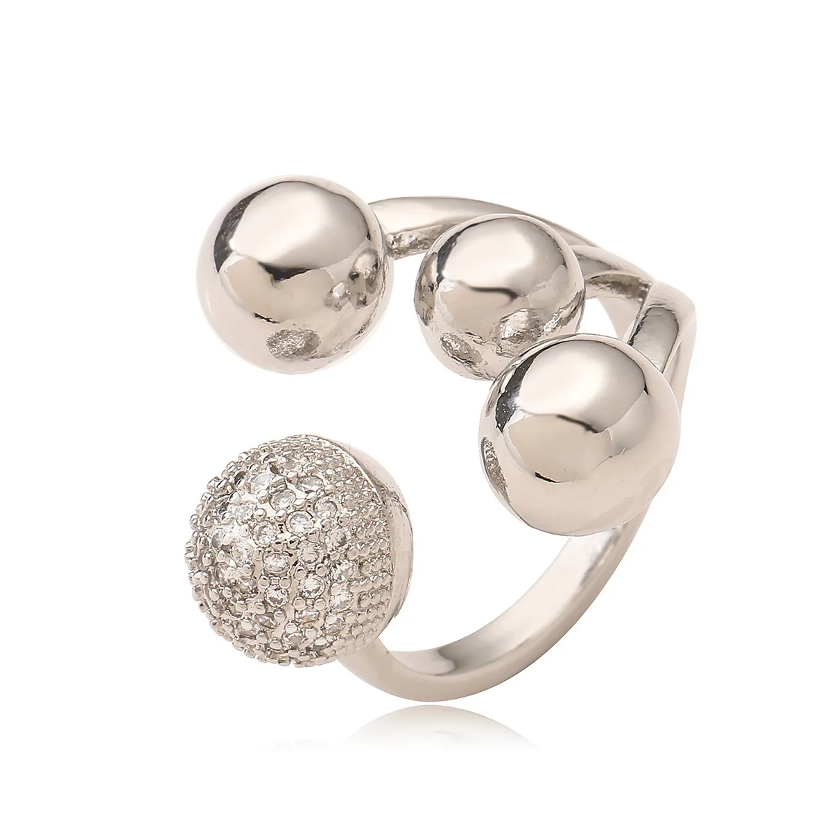2025 Geometric Open-End 18K Gold-Plated Zircon Ring for Women