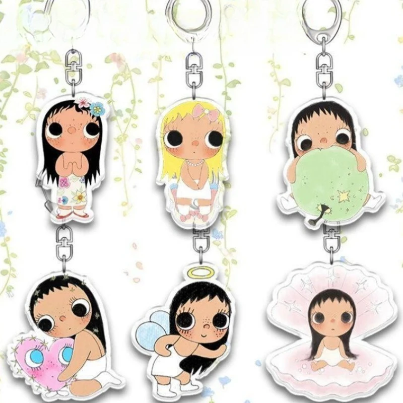 Cute Acrylic Keychain Cartoon Girl Heart Creativity Girlish Charm Decoration Kawaii Art Gift Backpack Hanging Pendant To Friends