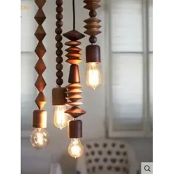 American industrial style creative inspiration wooden retro cafe restaurant Nordic style solid wood chandelier combination