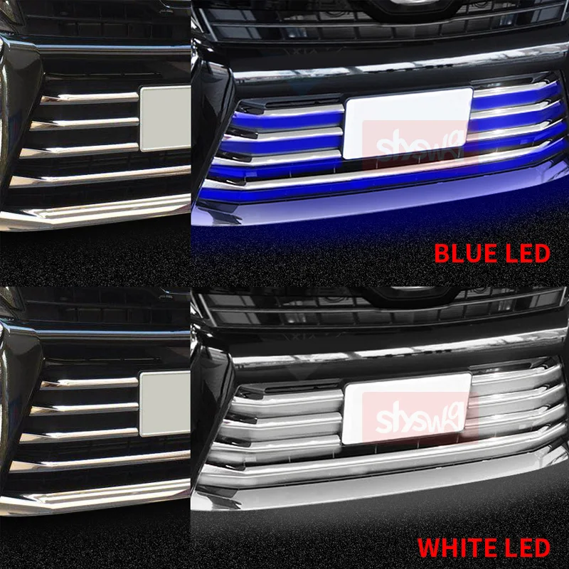 For TOYOTA 2017 VOXY 80 ZS LED BUMPER GRILLE TRIM GARNISH BUMPER GRILL COVER ABS Silver Chrome Car Styling 7 PCS Accessories