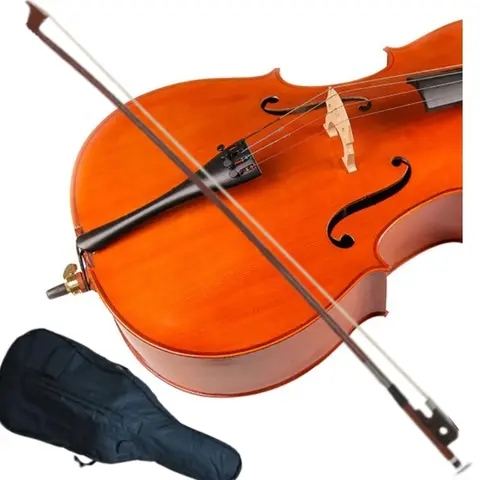 Violoncello acustico 4/4 3/4, corpo in tiglio, set di violoncello con borsa da trasporto portatile, fiocco, strumenti musicali per principianti, per amanti della musica