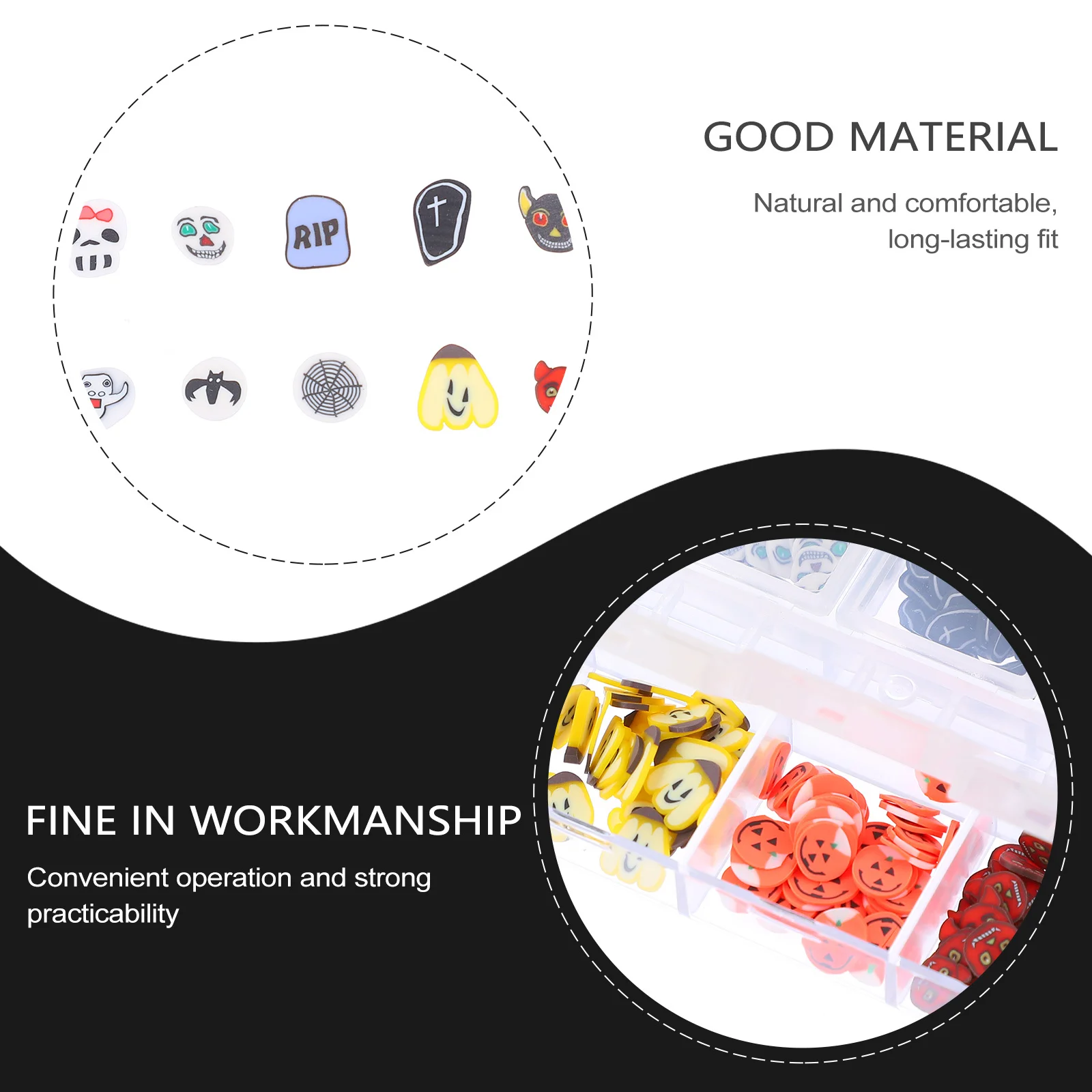 

3pcs Nail Art Slices Halloween Theme Diy Decorative Polymer Glitter For Party Manicures Ornaments Nail Art Supplies Decoration