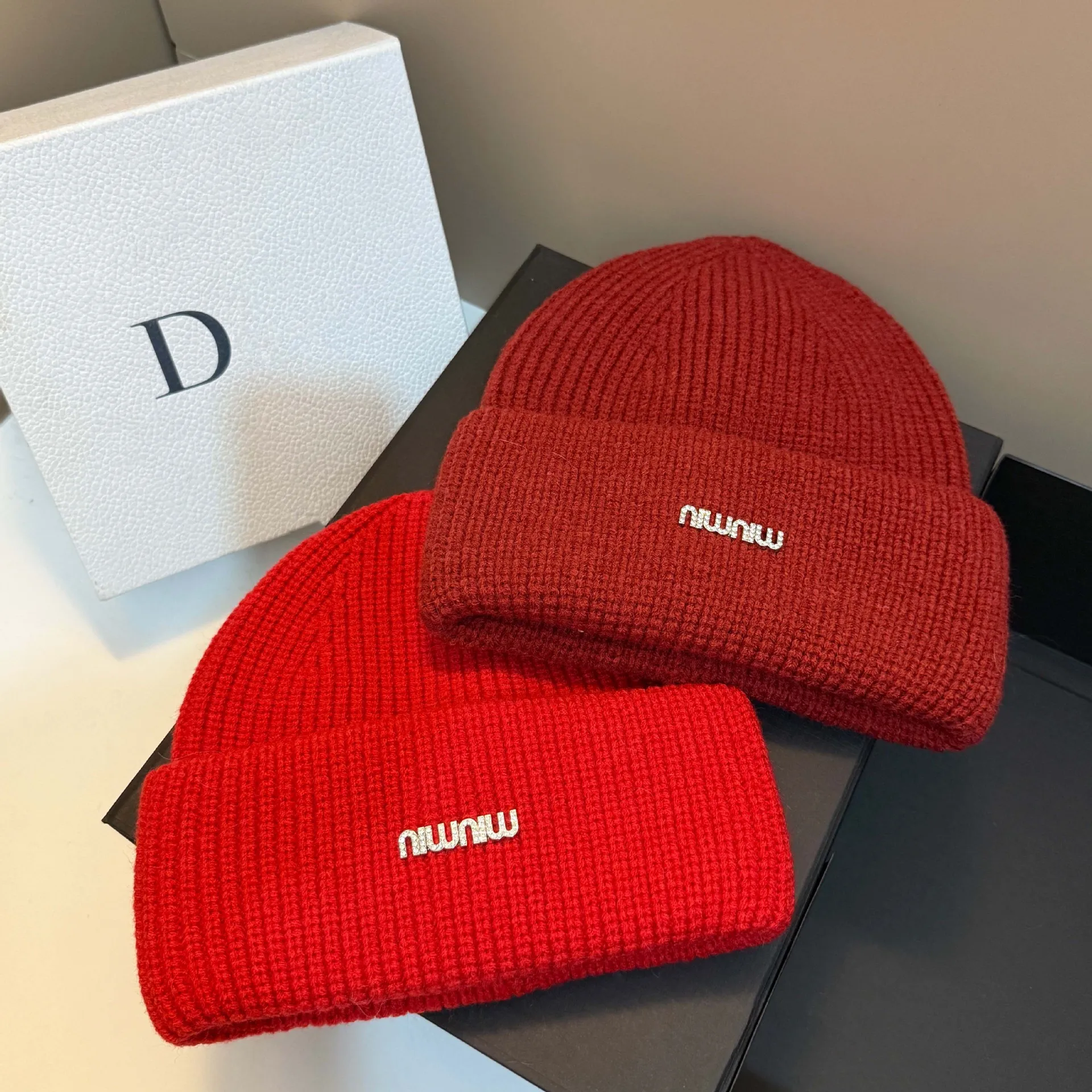 Winter Designer New Premium Sheep Wool Knit Cap Outdoor Warm Ear Protection Thick Double Fold Beanie Balaclava Women​