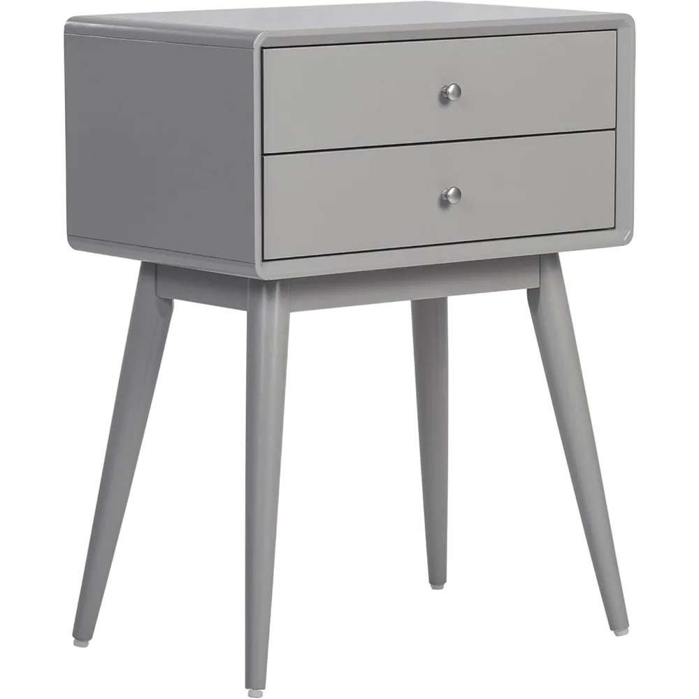 Two Drawer Side Table Bedroom Furniture Versatile Nightstand or End Table Complements Any Home Grey Bedside