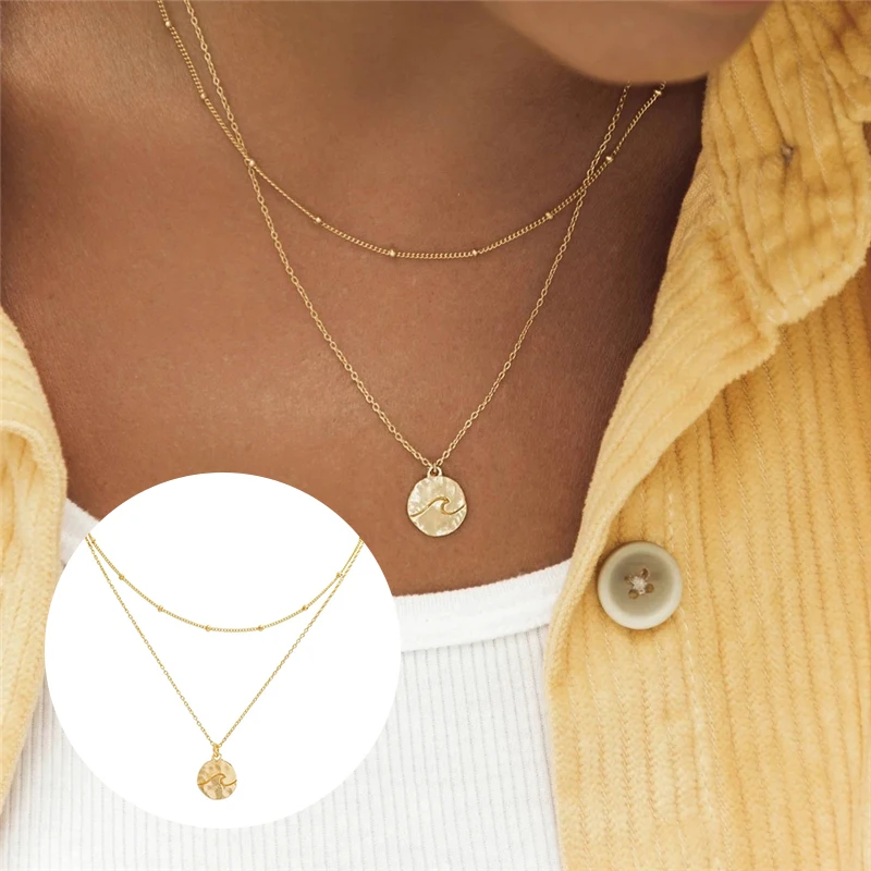 Luxury Round Pendant Necklaces For Women Collier Femme 925 Sterling Silver Multilayer Cavicle Double Chain Necklace Fine Jewelry