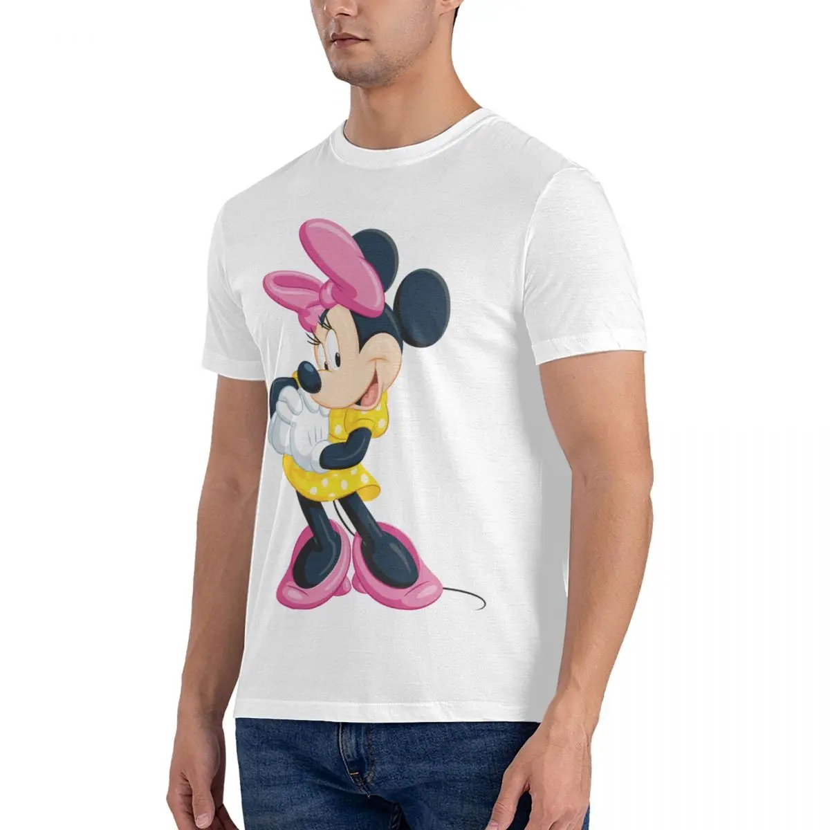 Men's Minnie Pink T Shirt Disney Mickey Mouse Cartoon Cotton Clothing Novelty Short Sleeve Round Neck Tees 6XL T-Shirt