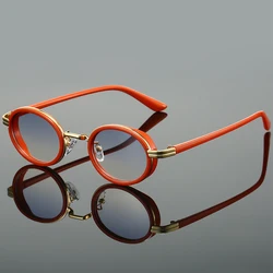KAMMPT Vintage Punk Sunglasses 2024 New Fashion Oval Metal Gradient Sun Glasses Ins Trendy Luxury Brand Design Stylish Shades