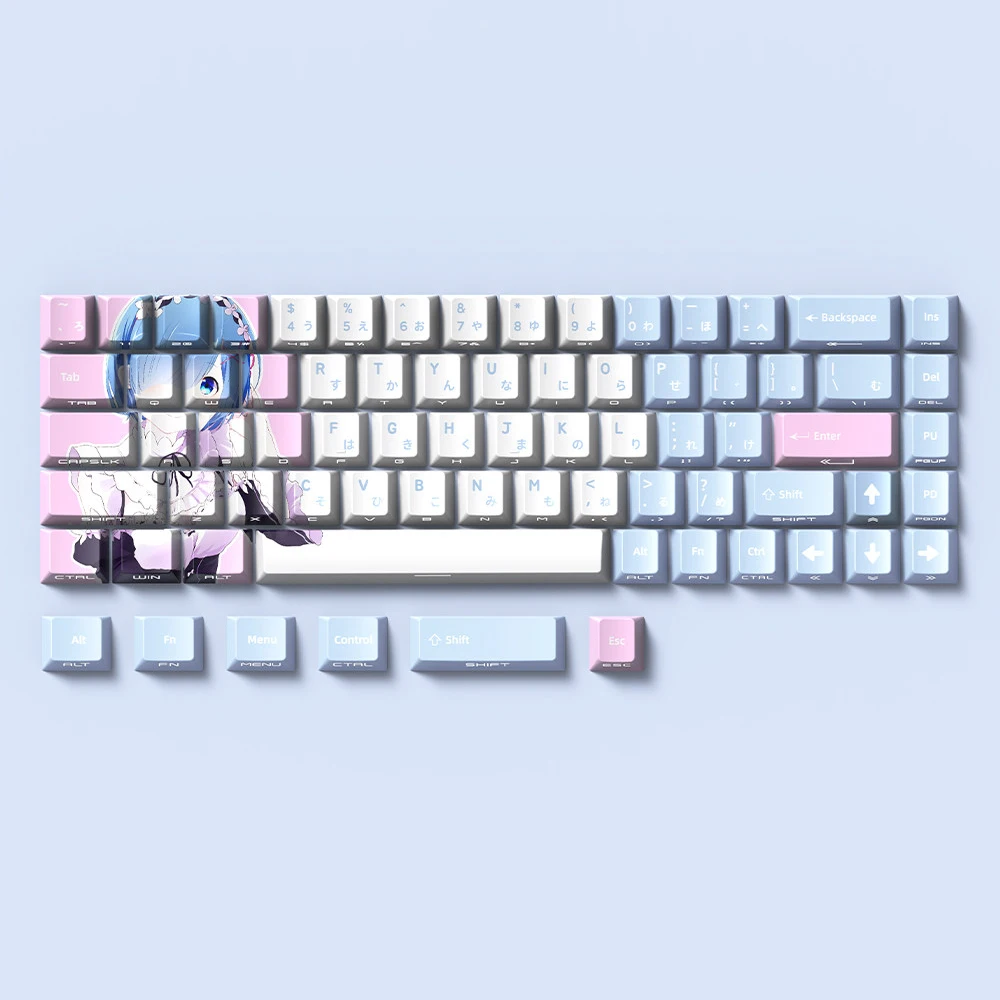 Anime Theme Keycaps Set 74 Keys Costom Frieren Rem Clove Jett Cartoon Cute Key Cap Cherry Profile Side Carving 60/61/68 Keyboard