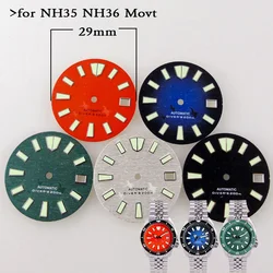 Sterile 3.8 Crown Watch Dial 29mm for NH35 NH36 movement Diver Seik Watch Mod Date Green Luminous