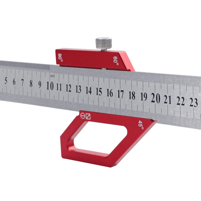 Woodworking Scribe Center Finder Positioning Block Steel Ruler Line Marking Gauge Layout 45/60/90 Degree Angle Scriber Durable B