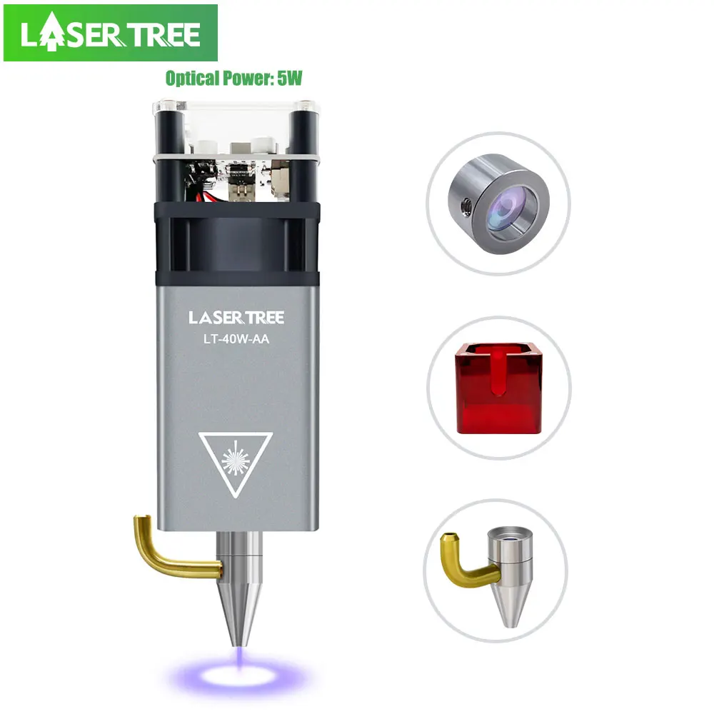 LASER TREE 5W Optical Power Laser Head 450nm Blue Light TTL with Air Assist Module for Laser Engraver Cutting Engraving DIY Tool