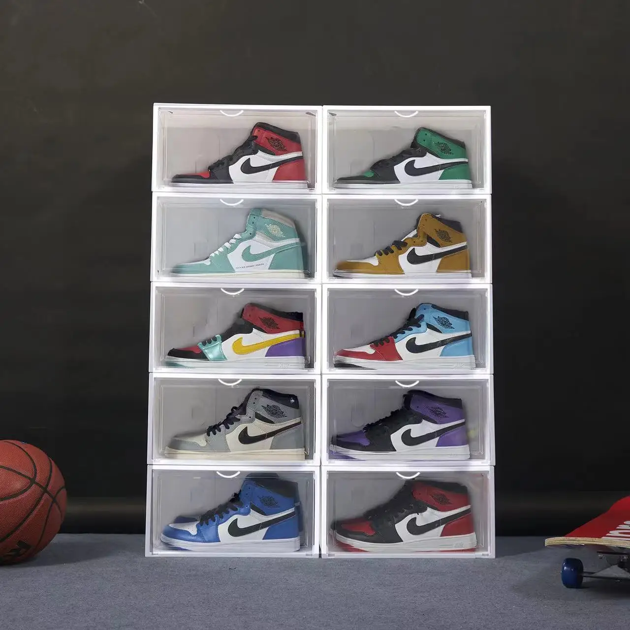 

6Pcs Sneakers Box Plastic Shoe Box Stackable Cabinet Storage Box High-top Dustproof Shoes Organizers Shoes Rack