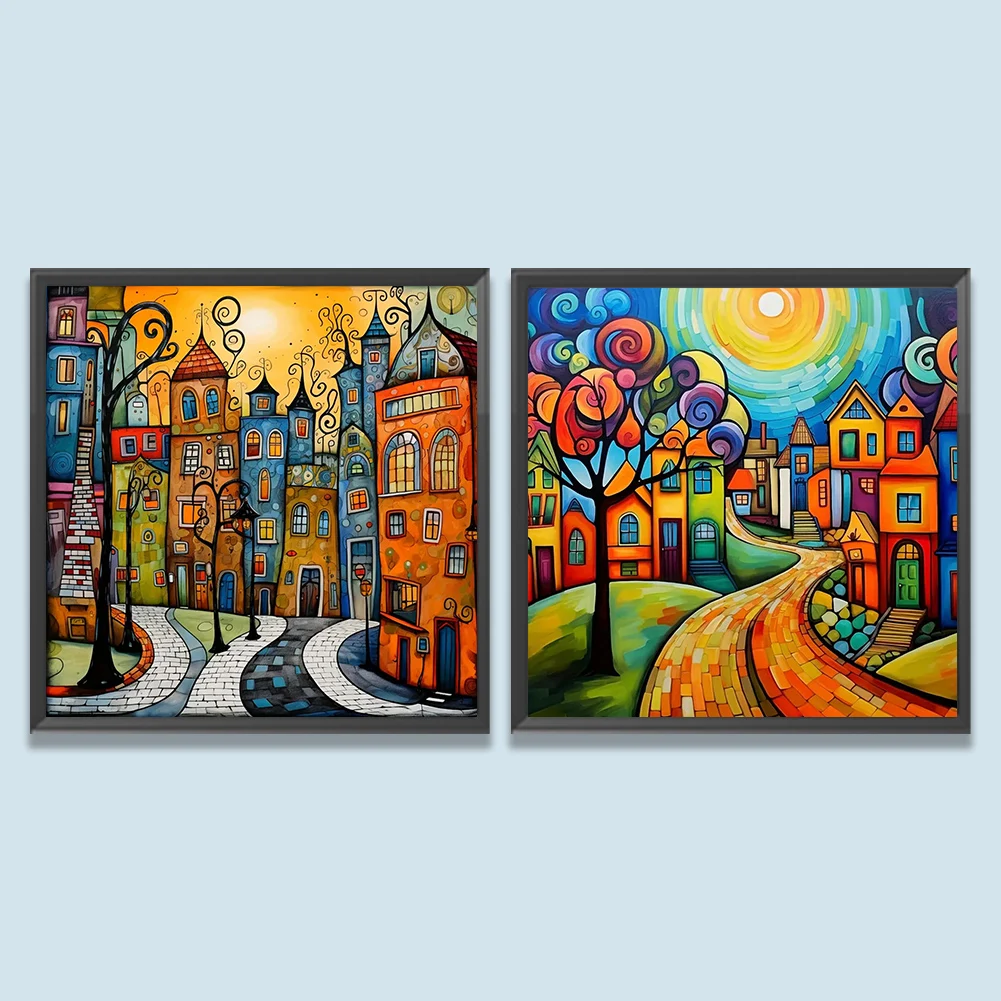 

5D DIY Full Round Drill Diamond Painting Housing Street Kit Home Decor Art Craft