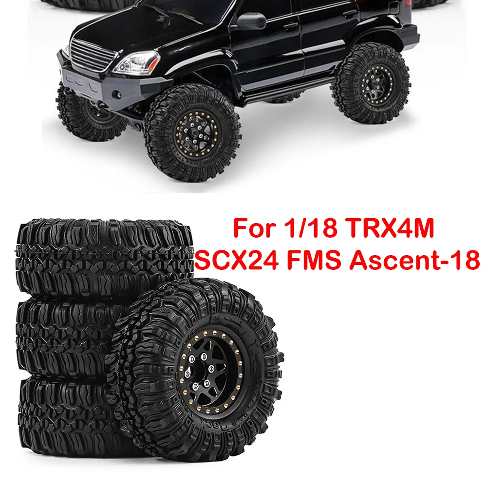 

﻿Tires for 1/18 TRX4M SCX24 FMS Ascent-18 1.0-inch Wheel Tire Set Brass Wheel D400 Accessories