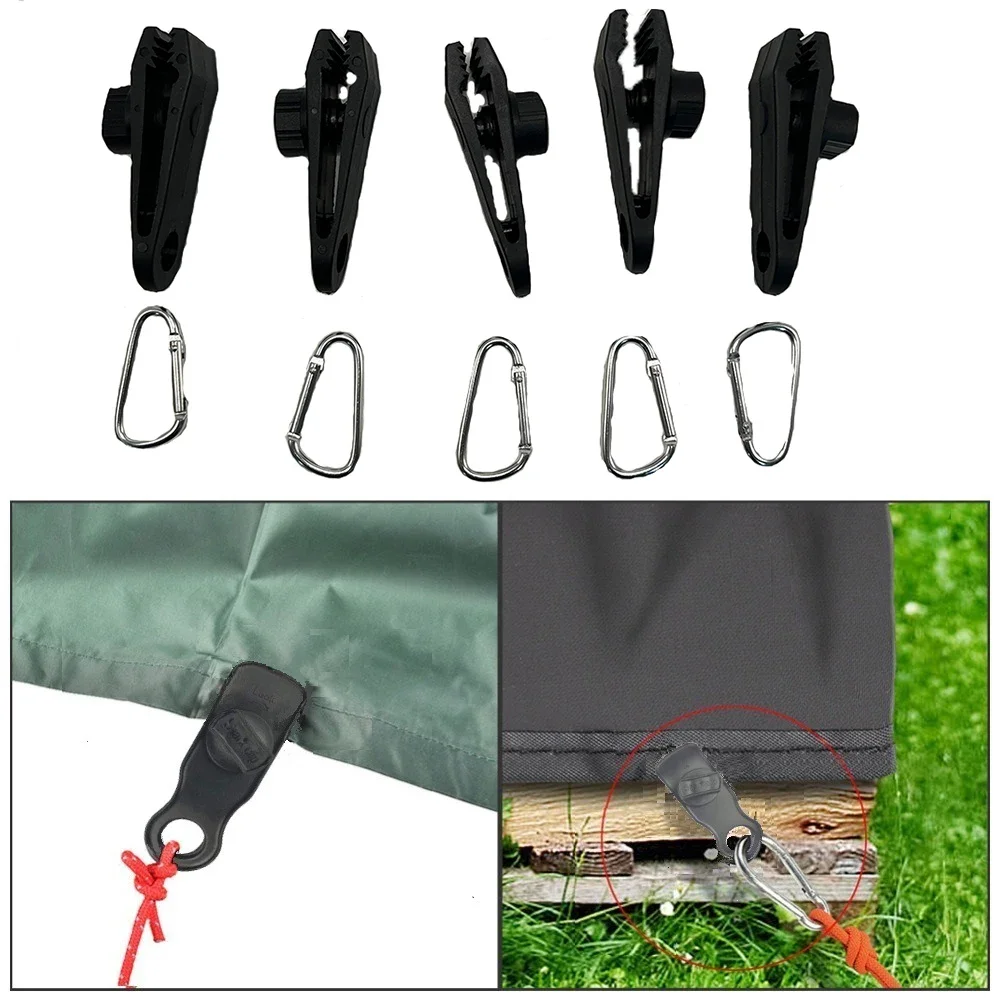 10Pcs Outdoor Windproof Clips with Carabiners, Tent Clips, Outdoor Canopy Clips, Fixed Plastic  Plastic Accessories, Reinforced