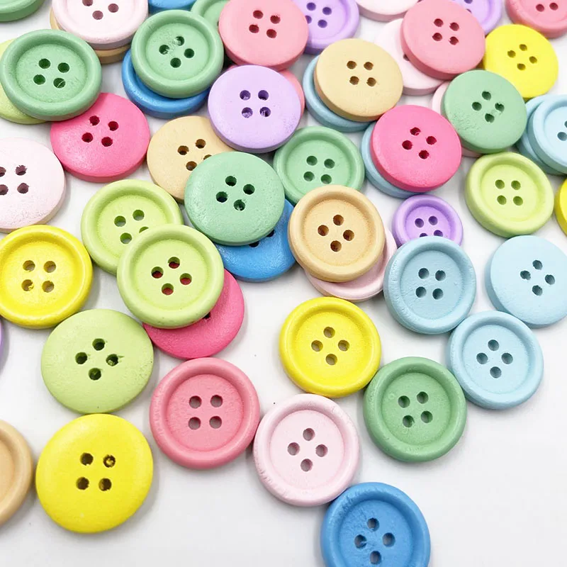 New 50pcs Mix 4 Holes Wood Buttons 20mm Sewing Craft Mix Lots WA840