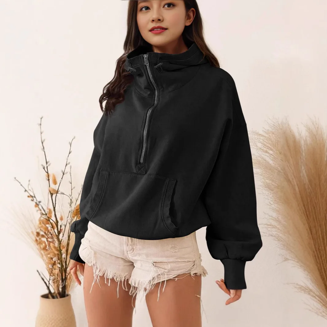 Sweat à capuche pour femmes, Style sportif, fermeture éclair, cordon de serrage, manches longues, veste supérieure