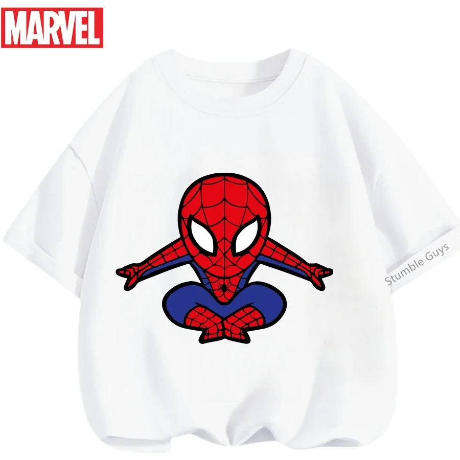 

Летняя одежда с изображением Человека-паука для мальчиков, футболка с рисунком Человека-паука для девочек, детские футболки с принтом Marvel для детей от 3 до 14 лет