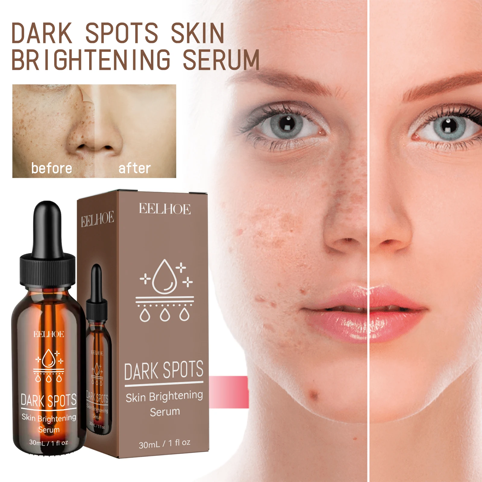 

EELHOE Отбеливающая эссенция для черных пятен, устраняющая черные пятна для лица, компактная отбеливающая увлажняющая эссенция для кожи