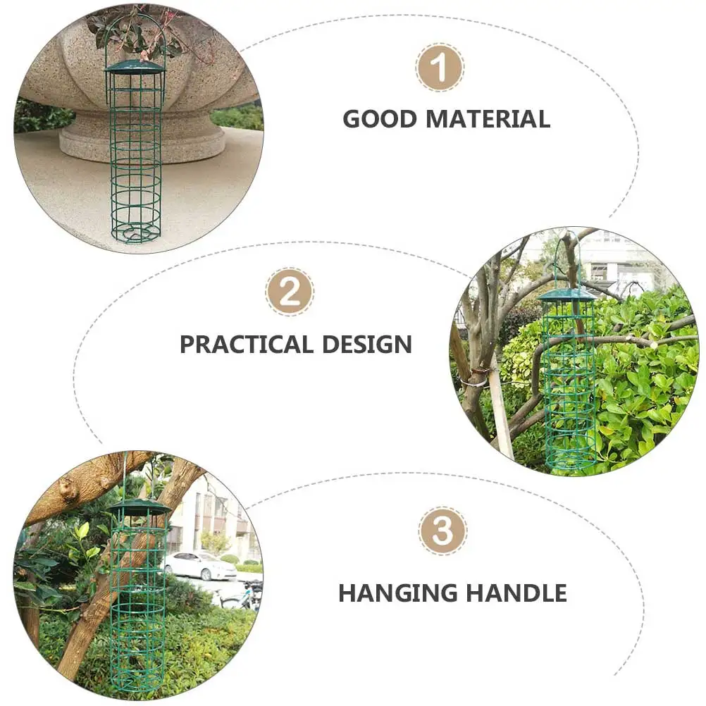 

2Pcs Green Outdoor Bird Feeder Durable Reusable Hanging Parrot Feeding Tool for Branch Pet Supplies