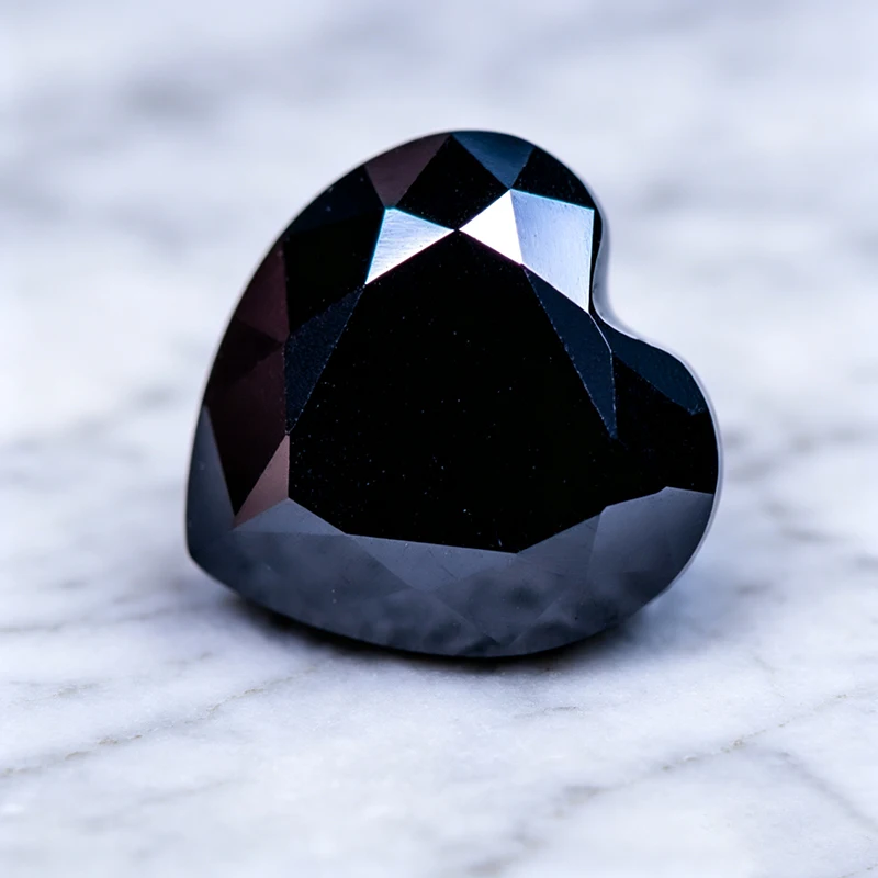 Moissanit-Stein Herzschliff Schwarze Farbe Laborgezüchteter Edelstein für Ring-, Halsketten- und Ohrringherstellung Besteht Diamanttester mit Zertifikat – Detail 3