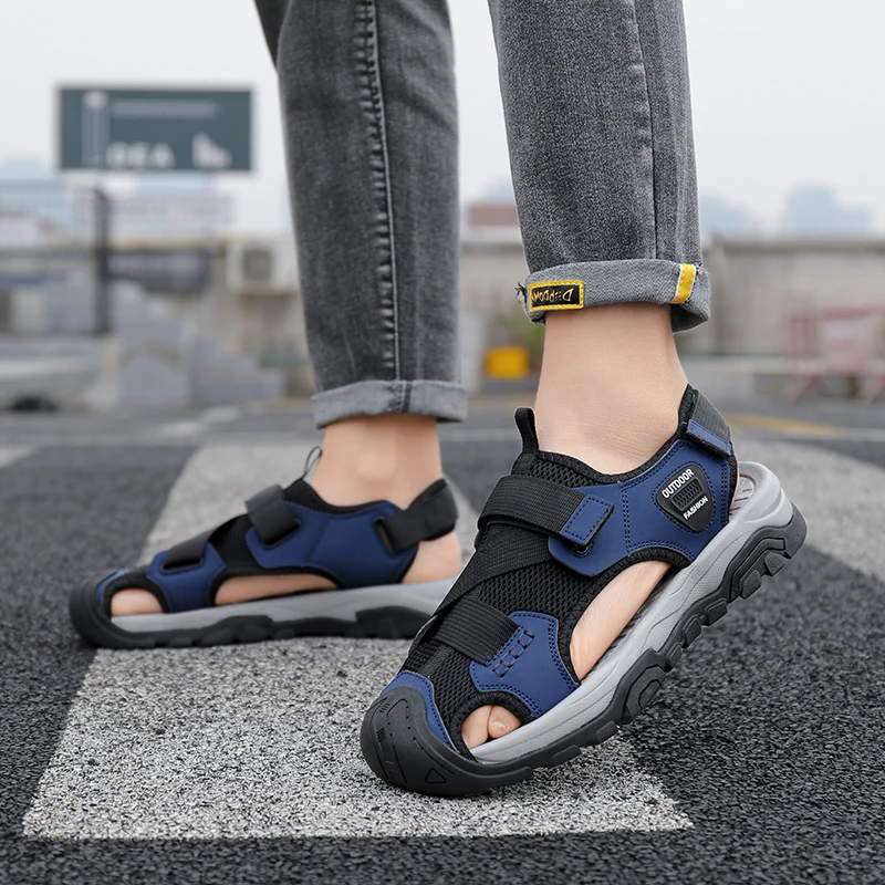 

Men's Summer Canvas Sandals with Buckle, Breathable Casual Slippers outdoor Lightweight Walking Shoes for Beach/Travel