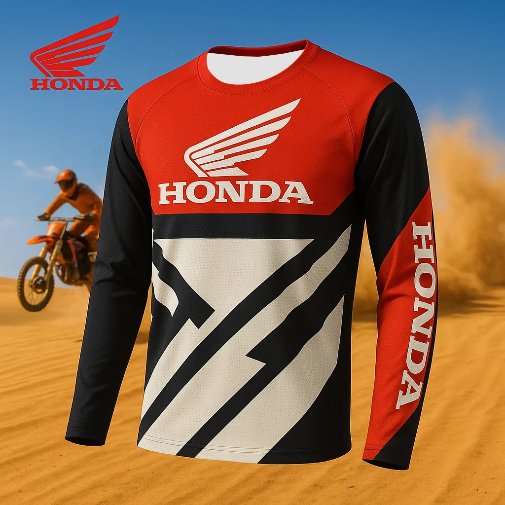 

Breathable Long Sleeve Honda Motorcycle Riding Jersey Dirt Bike T-Shirt Enthusiasts Quick Dry Motocross Racing Gear For Off Road