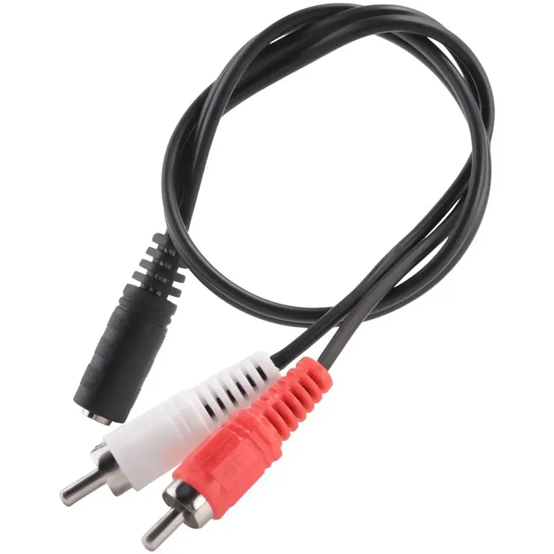 ABGI 3.5mm Stereo Female to 2 RCA Male AV Cable Adapter, 30.7cm, Black/White/Red