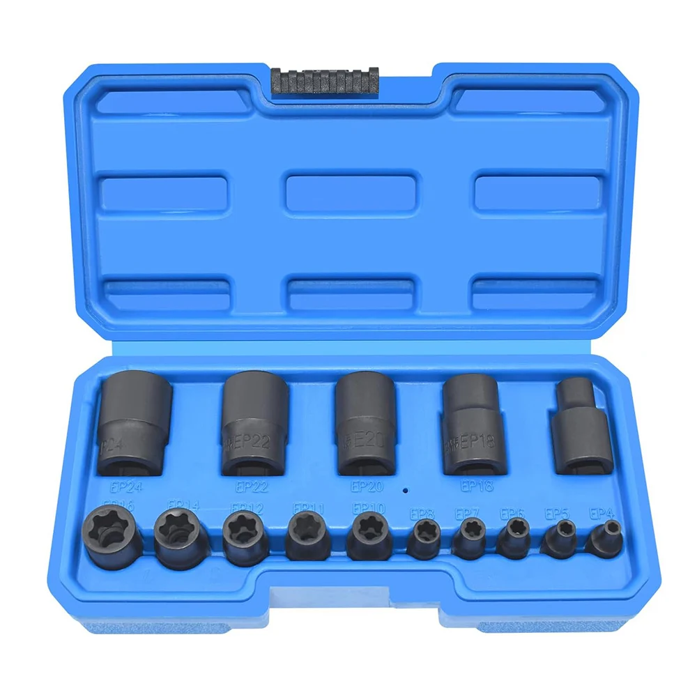 15Pcs External Torx Plus Socket Set 6 Point EP Socket EP4 - EP24 1/2'' 3/8'' 1/4'' Dr Replacement for E-TORX fit for Tesla Ford