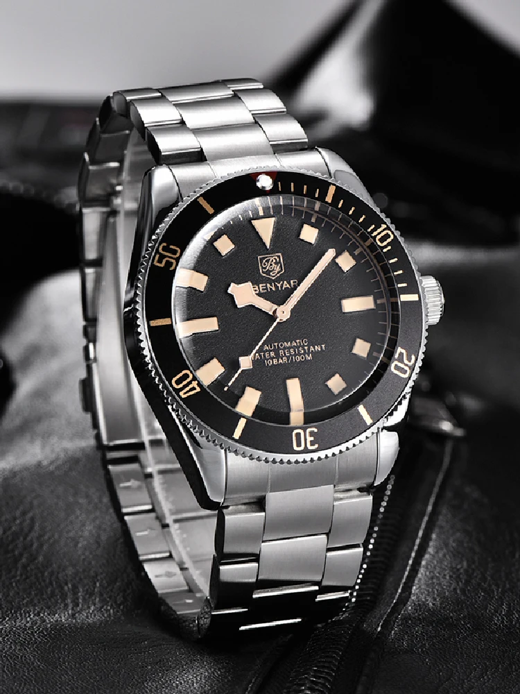 Montre mécanique automatique BENYAR pour homme, modèle BB58, montre de sport pour homme 2026, en acier inoxydable, étanche, avec cadran lumineux, pour affaires