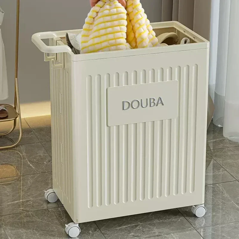 

Foldable Household Dirty Cloth Basket Large Capacity Storager Thick Laundry Crates Mobile Narrow Container Useful Dormitory Box