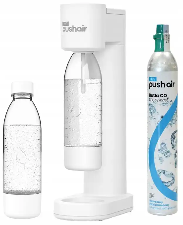 Dafi Pushair Wassers ättigator 2x0,7 l Flasche CO2-Patrone Set weiß