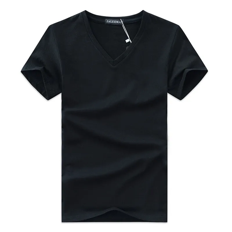 Plus Size Men\'s T-Shirts Summer Casual V-Neck Breathable Brand T Shirt Men Short Sleeve Solid Color Cotton Tops Tees Men S-5XL