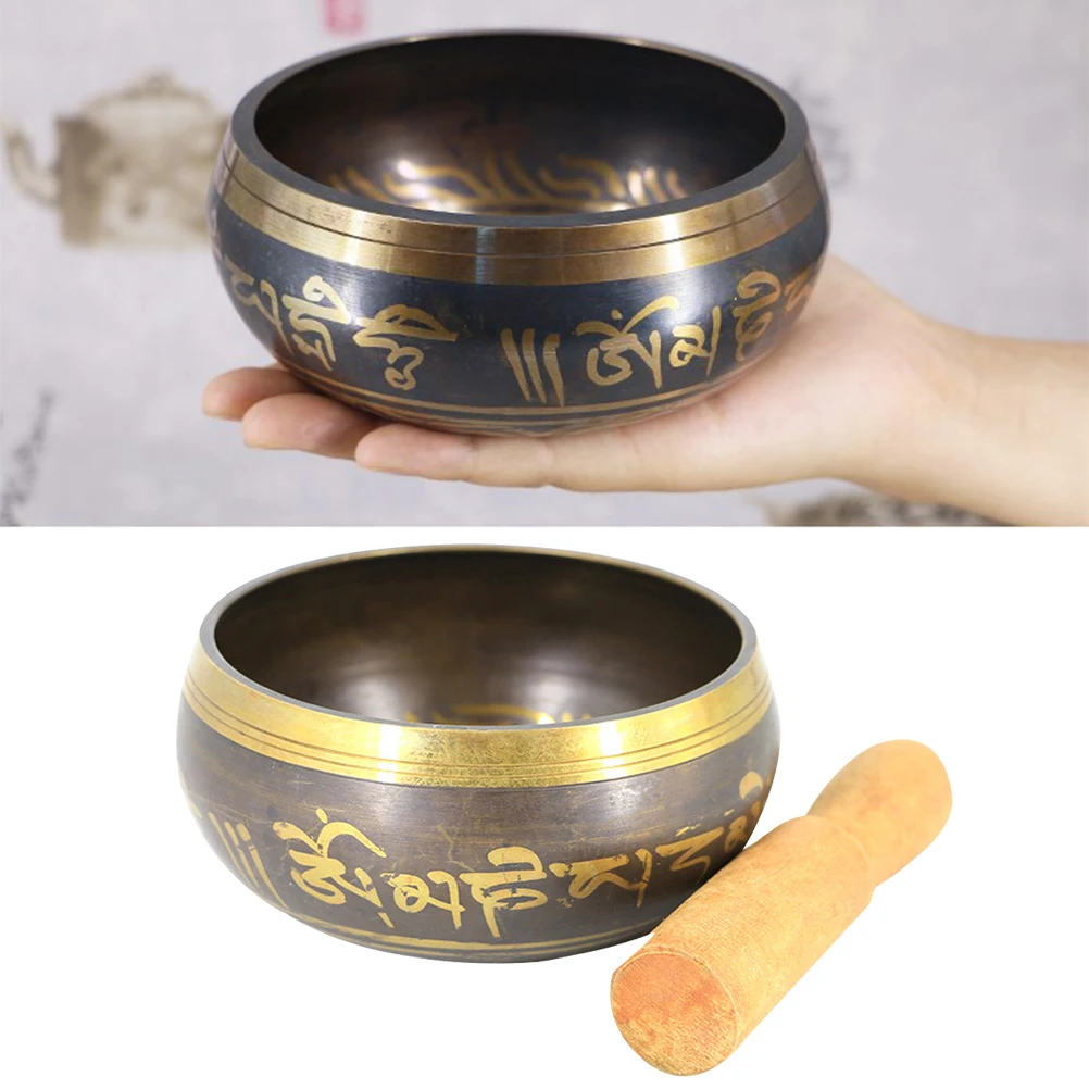 

Tibetan Singing Bowl Buddha Sound Meditation Yoga Bowl 14.5cm Engraved Design Healing Sound Therapy Stress Relief Relaxation
