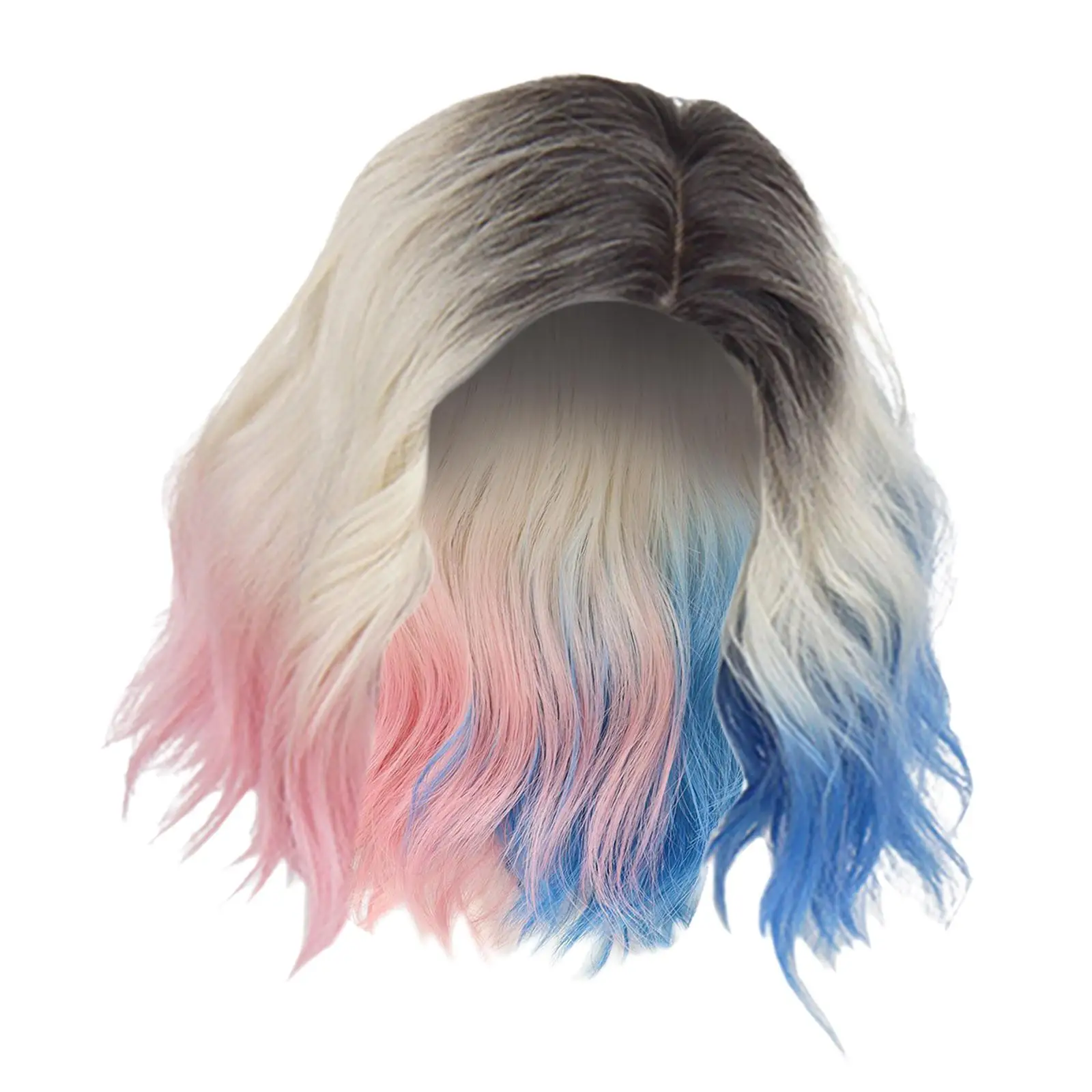 Pink Blue Ombre Wig, Costume Wig Heat Resistant Synthetic Hair Wig for Women Teen Girls