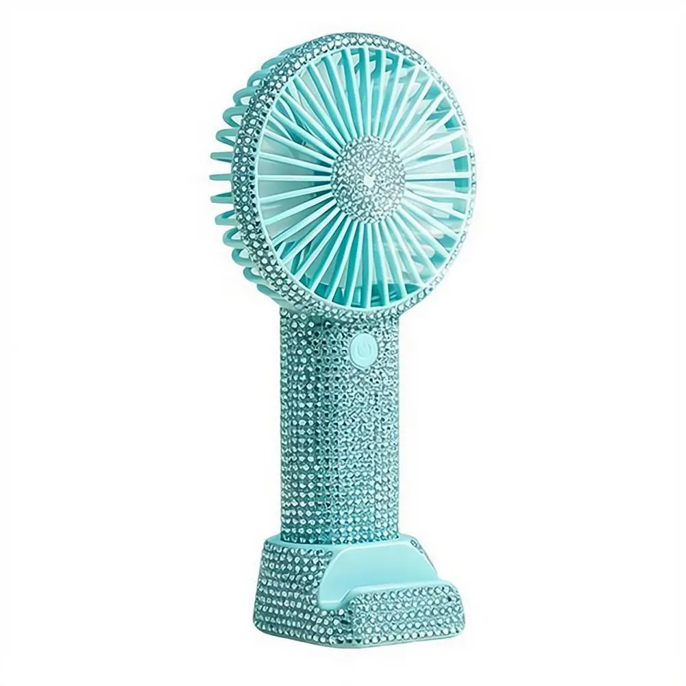 Draagbare handventilator met steentjes usb oplaadbaar roze_voghion.com