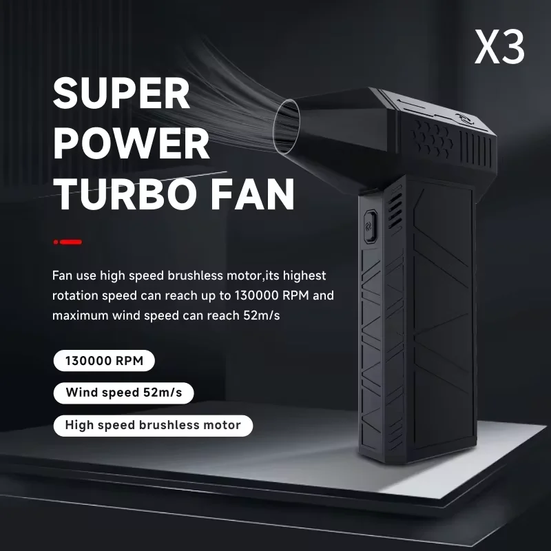 Mini Turbo Jet Fan Electric Air Duster with 3 Gear Adjustable 130000RPM Wind Speed 52m/s Car Computer Cleaning Blower Tool