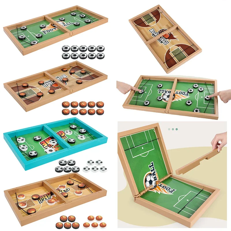 Table Battle Board Game Fast Sling Puck Game Paced Wooden Table Hockey Winner Games Interactive Chess Toys Gifts for Family