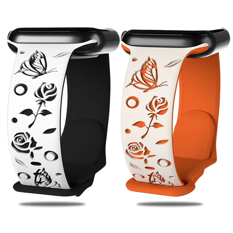 Correa para Apple Watch de 40mm, 44mm, 42mm, 45mm, 41mm, 38mm, Correa de silicona grabada, pulsera serie 8, 9, 7, SE, 6, 5, 4, 3, ultra 2, 49mm