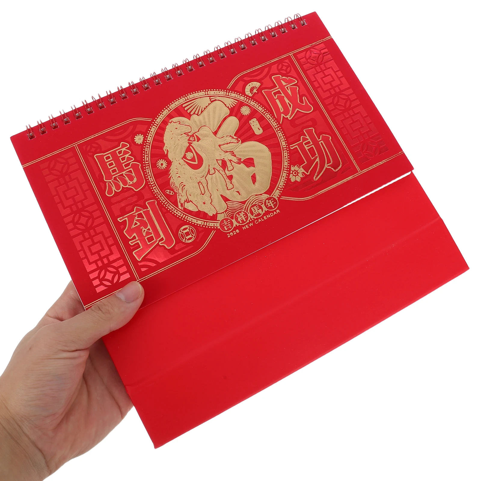 

2026 Desktop Calendar Horse Year Chinese Style Red Stand Up Desk Calendar Thick Paper High Definition Printing Tear Off Memo Pad