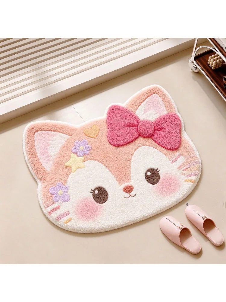VIKAMA cartoon imitation cashmere floor mat cute animal door mat bathroom non-slip floor mat