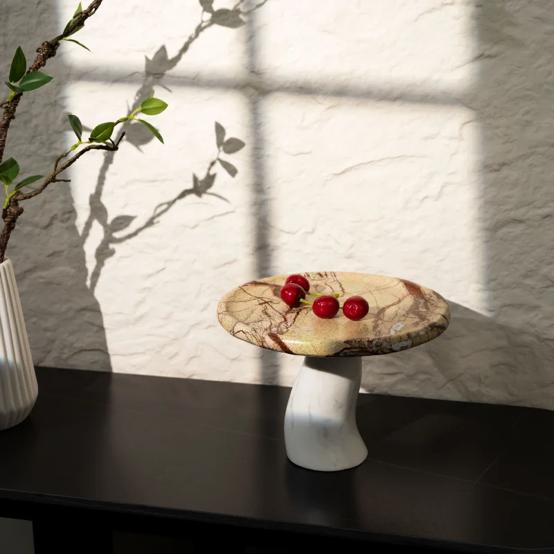 Sales Office Marble Art Fruit Plate Light Luxury Modern Style Reception Desk Decoration High-end Club Center Ornament