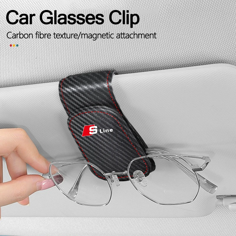 Car Sun Visor Glasses Clip Sunglasses Ticket Card Box For Audi Sline RS4 S3 RS5 RS6 RS7 S4 S6 A1 A2 A3 A4 A5 A6 A7 A8 Q1 Q2 RS3