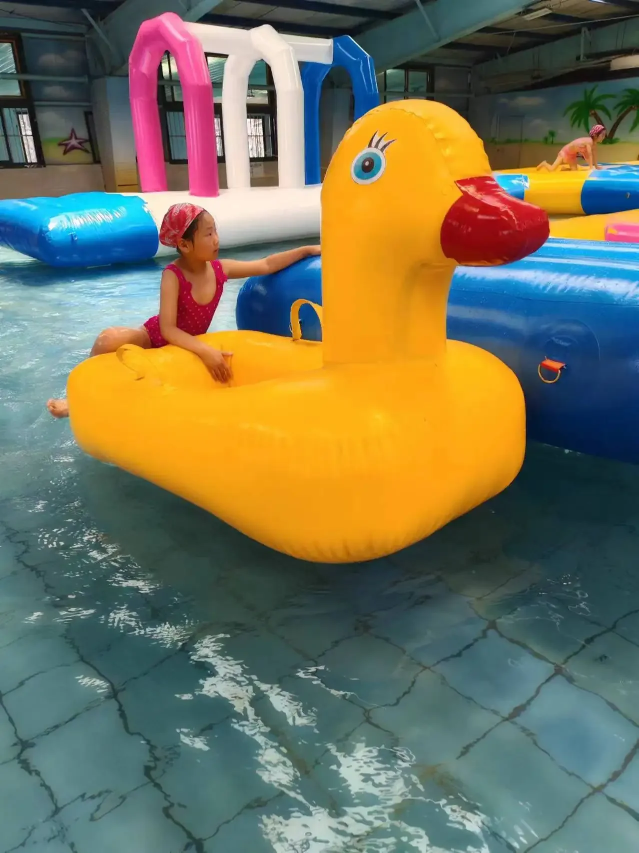 Water inflatable toy custom inflatable yellow duck banana model water floating toy for kids fun indoor outdoor by factory price